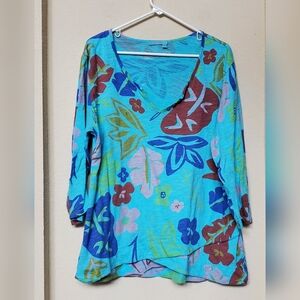Fresh Produce Floral Cotton Blouse.  Size XXL